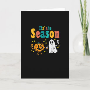 Tis Season Pumpkin Leaf Latte Fall Softball Card