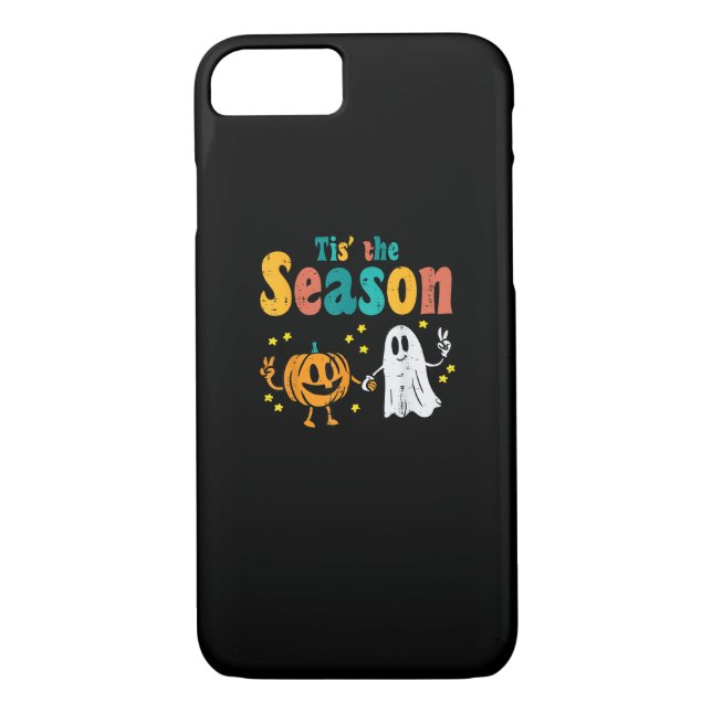 Tis Season Pumpkin Leaf Latte Fall Softball Case-Mate iPhone Case (Back)