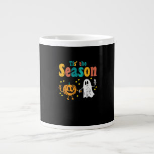 Tis Season Pumpkin Leaf Latte Fall Softball Giant Coffee Mug
