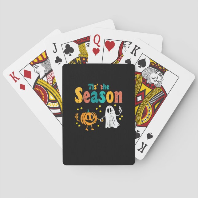 Tis Season Pumpkin Leaf Latte Fall Softball Poker Cards (Back)