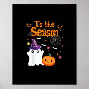 Tis Season Pumpkin Retro Groovy Vintage Halloween Poster