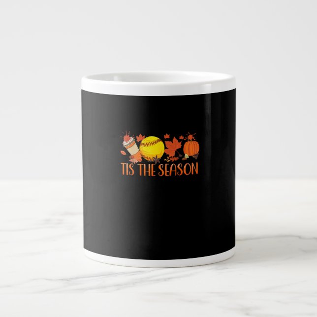 Tis Season Pumpkin Spice Latte Halloween Fall Coff Giant Coffee Mug (Front)