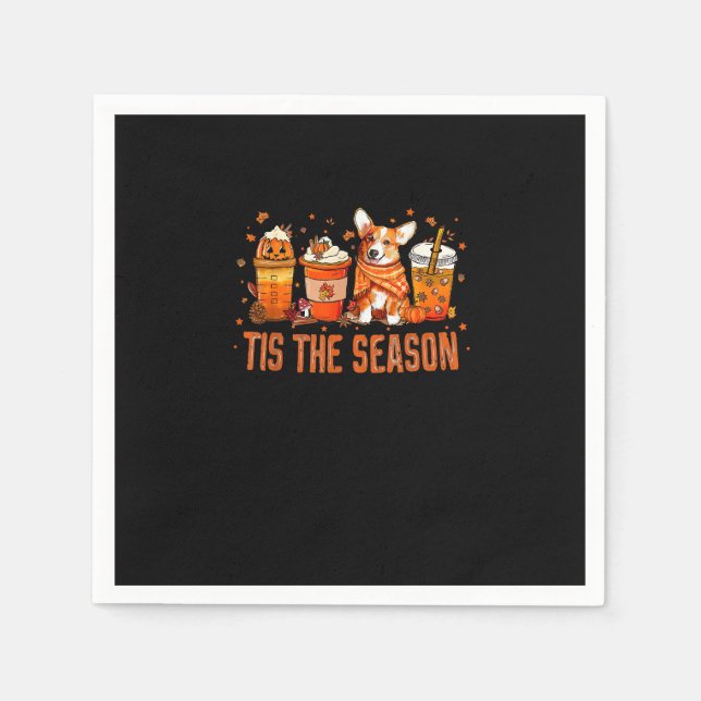Tis Season Pumpkin Spice Latte Halloween Fall Coff Napkins (Front)