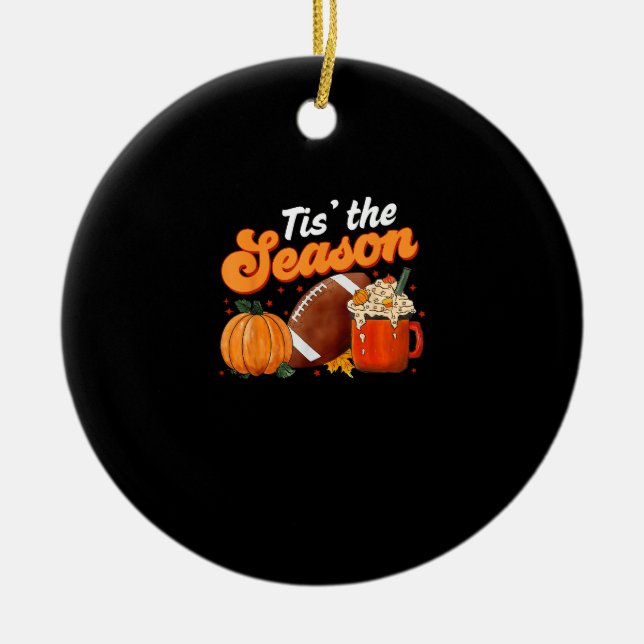 Tis Season Pumpkin Spice Latte Halloween Fall Foot Ceramic Ornament (Front)
