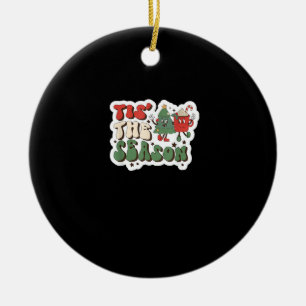 Tis Season Retro Funny Sloth Ceramic Ornament