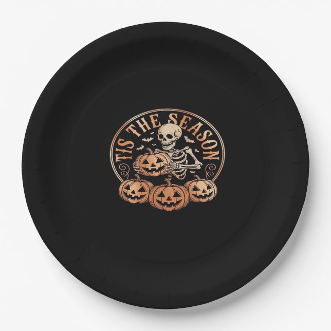 Tis Season Snowmobile Red Plaid Paper Plates (Front)