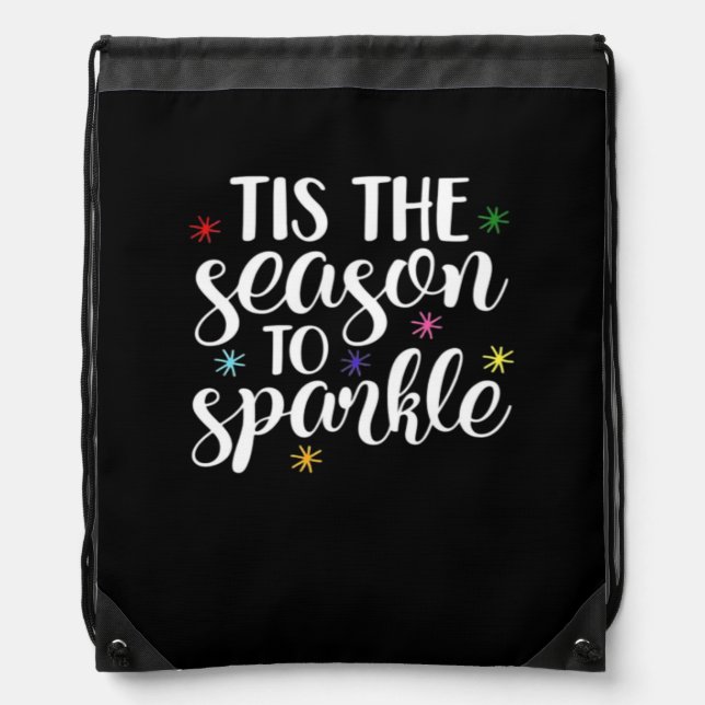Tis Season To Sparkle Aesthetic Classic Drawstring Bag (Front)
