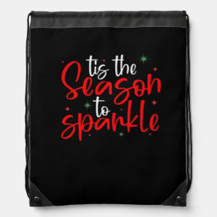 Tis Season To Sparkle Novelty Funny Christmas Drawstring Bag