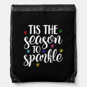 Tis Season To Sparkle Retro Classic Drawstring Bag