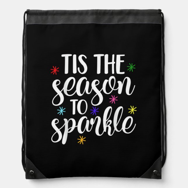 Tis Season To Sparkle Retro Classic Drawstring Bag (Front)