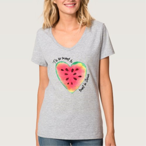 Tis so Sweet to Trust in Jesus Watermelon Heart T_Shirt