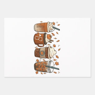 Tis the Latte Season Pumpkin Spice Coffee Autumn  Wrapping Paper Sheets