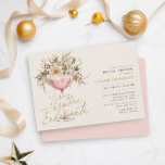 Tis the Pale Pink Winter Bridal Shower  Invitation<br><div class="desc">'Tis the season to celebrate is a chic winter bridal shower invitation, featuring sparkling rose wine glass adorned with winter greenery and berries and a header that reads "'Tis the season to celebrate" in an stylish script typography. Other color combination available. If you need a piece that is not in...</div>