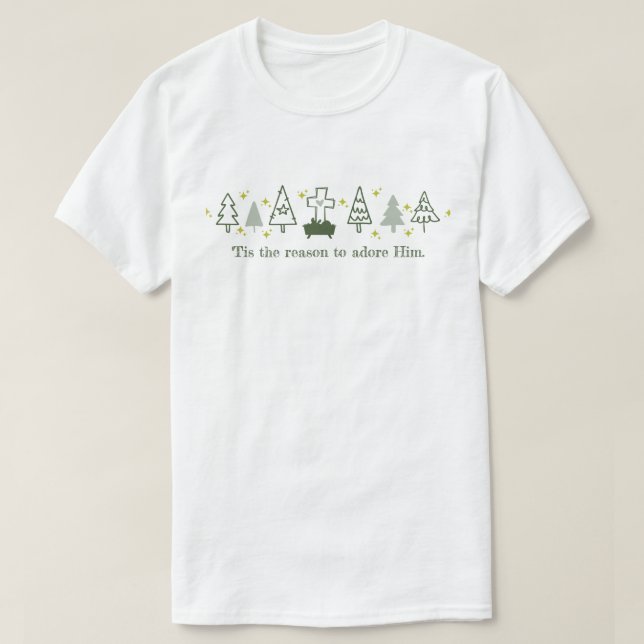 TIS THE REASON Christian Christmas Nativity White T-Shirt (Design Front)