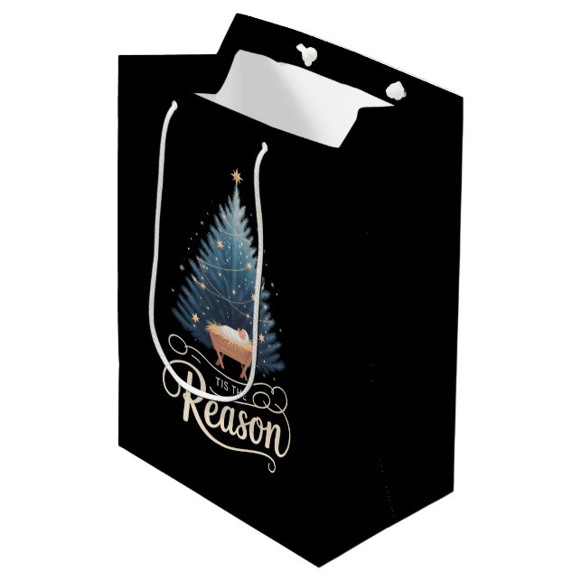 Tis The Reason Christian Religious Christmas Bible Medium Gift Bag (Front Angled)