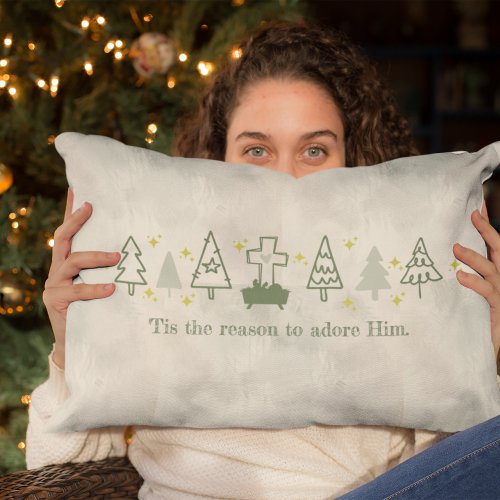 TIS THE REASON Nativity  Cross Multi Christmas Lumbar Pillow