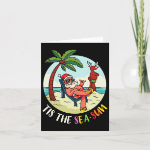 Tis The Sea-sun Funny Santa Beach Summer Christmas Card
