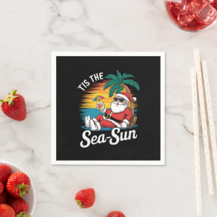 Tis The Sea Sun Santa Beach Christmas In Juy Napkins
