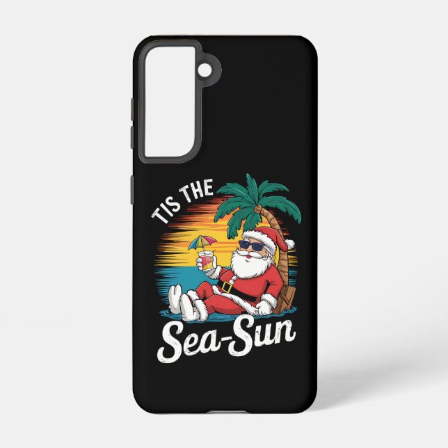 Tis The Sea Sun Santa Beach Christmas In Juy  Samsung Galaxy Case (Back)
