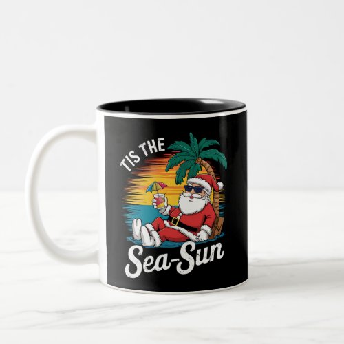 Tis The Sea Sun Santa Beach Christmas In Juy  Two_Tone Coffee Mug