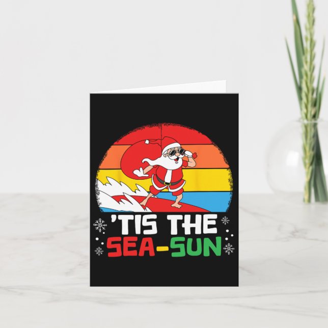 Tis The Sea Sun Santa Beach Summer Christmas In Ju Card (Front)