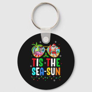 Tis The Sea Sun Santa Beach Summer Christmas In Ju Keychain