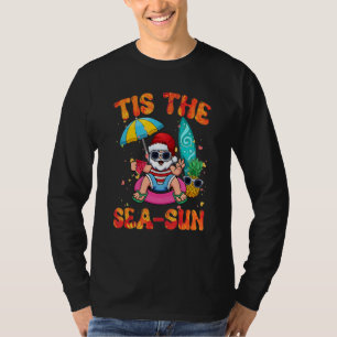 Tis The Sea Sun Santa Beach Summer Christmas In Ju T-Shirt