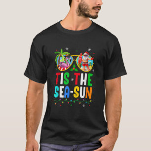 Tis The Sea Sun Santa Beach Summer Christmas In Ju T-Shirt