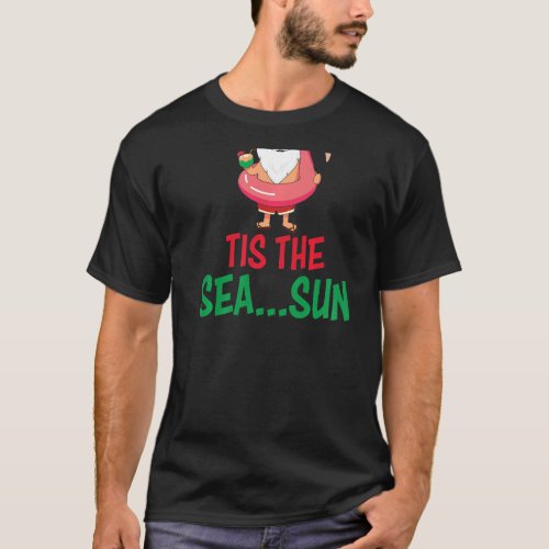 Tis the Sea Sun Santa Flamingo Tube Coconut T_Shirt
