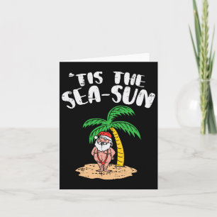 Tis The Sea Sun Santa Palm Tree Beach Christmas In Card