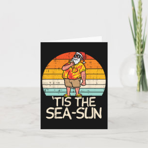 Tis The Sea Sun Santa Sunset Retro Christmas In Ju Card