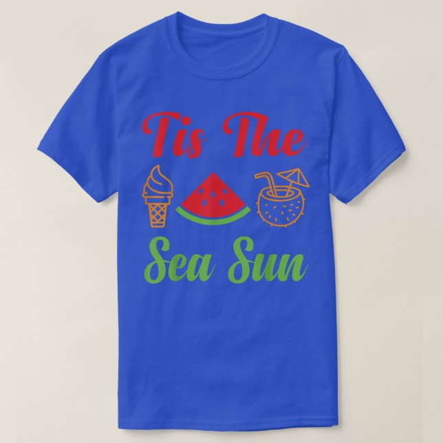 Tis the Sea Sun Santa Watermelon Coconut Ice Corn  T-Shirt (Design Front)