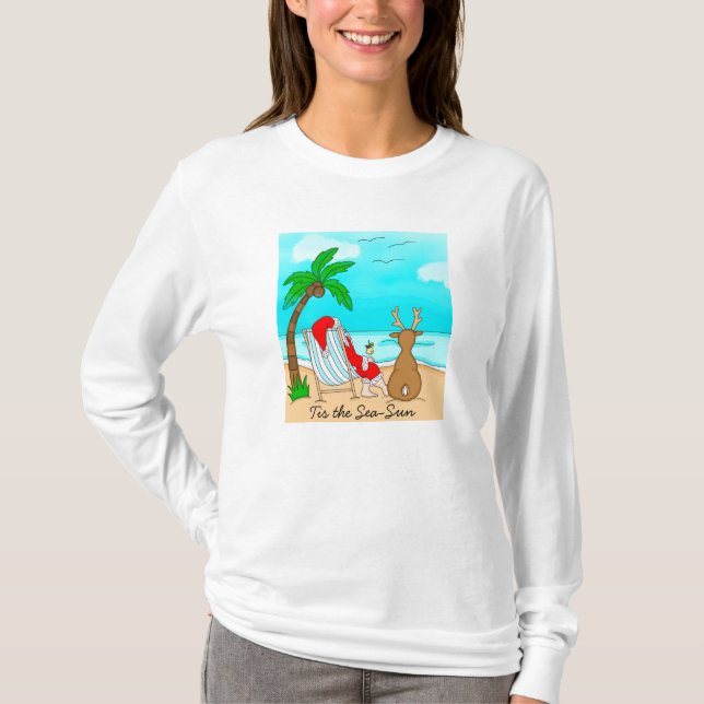 Tis the Sea-Sun Snowbird Christmas T-Shirt (Front)