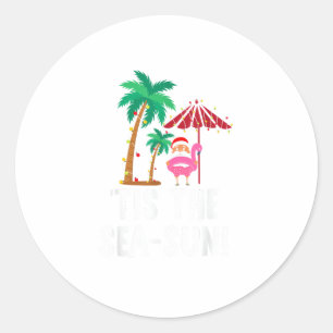 Tis The Sea-Sun Tropical Christmas Season Santa Fl Classic Round Sticker