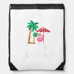 Tis The Sea-Sun Tropical Christmas Season Santa Fl Drawstring Bag