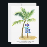 Tis the Sea Sun Watercolor Beach Two Photos  Holiday Card<br><div class="desc">Tis the Sea Sun Watercolor Beach Two Photos Holiday Card - a fun little Christmas Card to send to your family and friends this holiday season. The card features a watercolor tropical palm tree with a wood sign that reads "tis the sea sun." with an editable Christmas wish and your...</div>