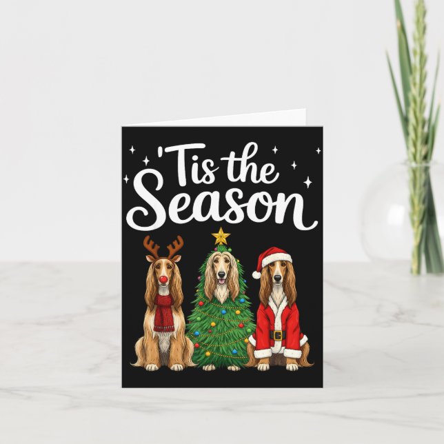 Tis The Season Afghan Hound Christmas Santa Dog Lo Card (Front)