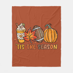 'Tis the Season Autumn Fall Thanksgiving Fleece Blanket