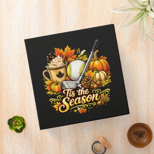 Tis The Season Autumn Golf Pumpkin Spice Coffee 3 Ring Binder
