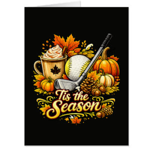 Tis The Season Autumn Golf Pumpkin Spice Coffee Card