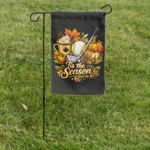 Tis The Season Autumn Golf Pumpkin Spice Coffee Garden Flag