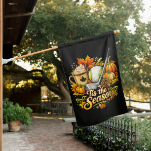 Tis The Season Autumn Golf Pumpkin Spice Coffee House Flag