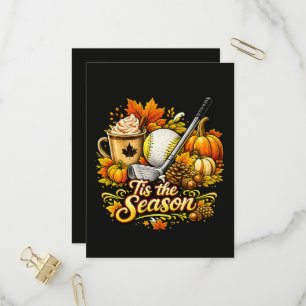 Tis The Season Autumn Golf Pumpkin Spice Coffee Invitation Postcard