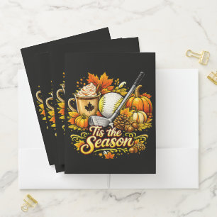 Tis The Season Autumn Golf Pumpkin Spice Coffee Pocket Folder