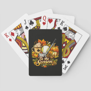 Tis The Season Autumn Golf Pumpkin Spice Coffee Poker Cards