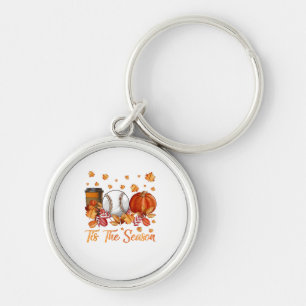 Tis The Season Baseball Pumpkin Autumn Fall Thanks Keychain