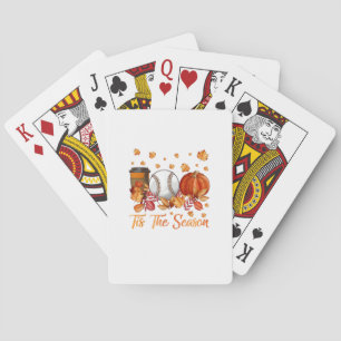Tis The Season Baseball Pumpkin Autumn Fall Thanks Poker Cards