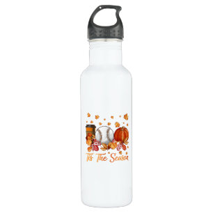 Tis The Season Baseball Pumpkin Autumn Fall Thanks Stainless Steel Water Bottle