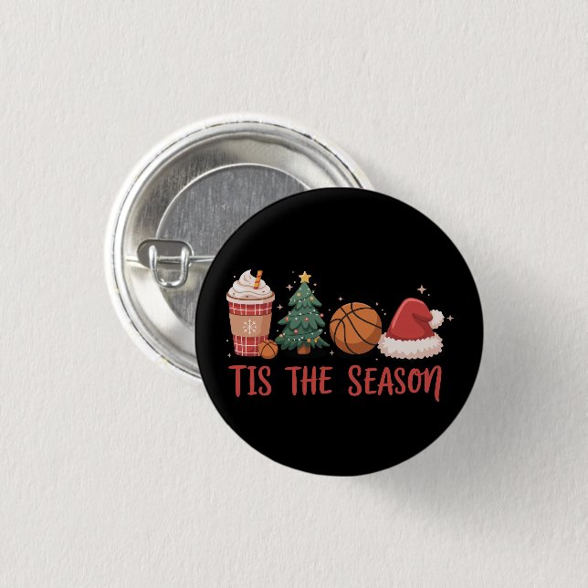 Tis The Season Basketball Lover Christmas Gift Button (Front & Back)