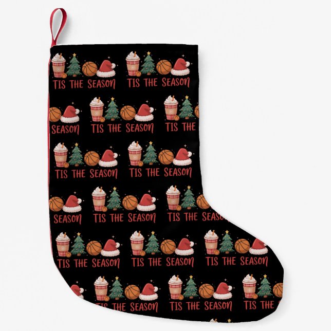 Tis The Season Basketball Lover Christmas Gift Small Christmas Stocking (Front)